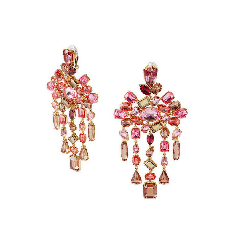 Gema clip earrings, Chandelier, Multicolored, Gold-tone plated